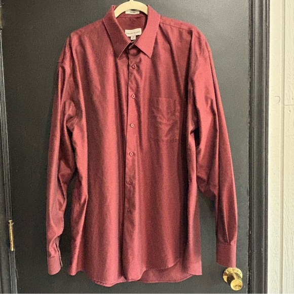 Pronto Uomo Maroon Casual Button-Down Shirt 17 Neck - Picture 1 of 4